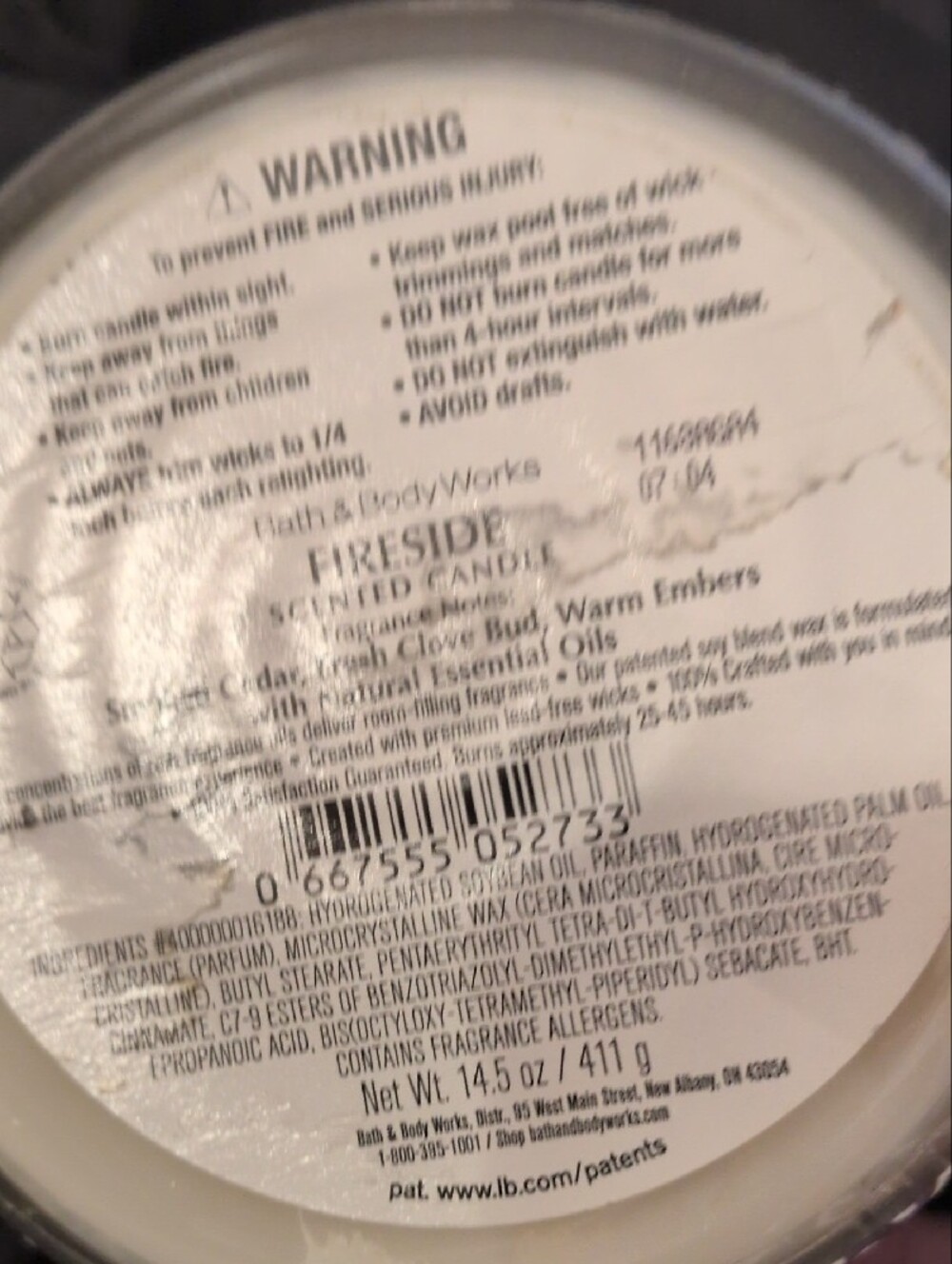 Bath & Body Works Fireside Scented Candle - Gray and Cream - Picture 5 of 8